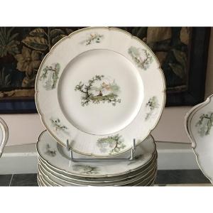 Limoges Porcelain Dinner Service, Decorated In The Veuve Perrin Style, 51 Pieces 