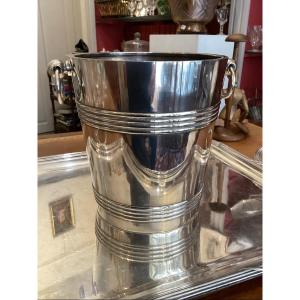 Christofle Silver-plated Champagne Bucket From The Art Deco Period, 21 Cm
