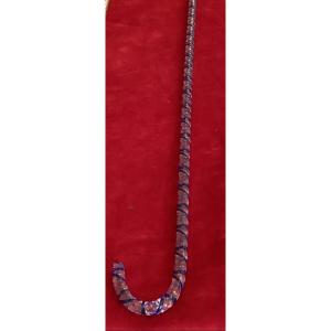 Cristallerie De Vierzon Glass Cane With Twisted Blue Thread