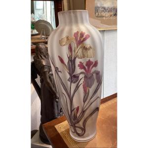 Pantin Glassware Vase Art Nouveaux Signed Stumpf, Touvier, Violet Late XIX Early 20th Century