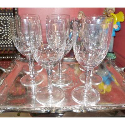 6 Non Signed Baccarat Crystal Glasses