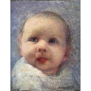 Julien-adolphe Duvocelle (1873 - 1961) Portrait Of A Baby