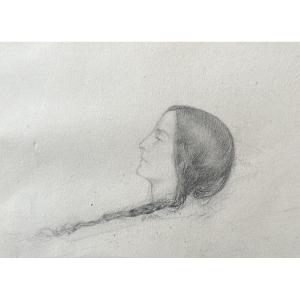 Louis Janmot (1814 - 1892) - Study Of A Woman's Head