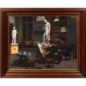 Albert François Larteau (1870 - 1949) - Drawing Course At The Julian Academy, 1888