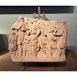 Ancient Scene In Bas-relief - 19th Century