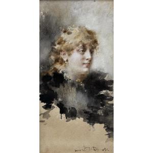 Luigi Conconi (1852 - 1917), Portrait Of An Elegant Woman