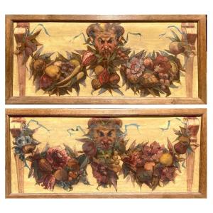 French School 19th Century  Pair Of Grotesques
