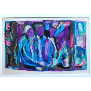 Watercolor Composition Adolf Richard Hölzel (1853-1934) Hoelzel