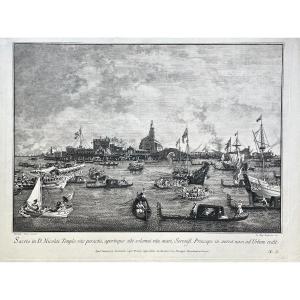 Gb Brustolon (1712 - 1796), Departure Of The Doge In The Bucintoro, Etching, Circa 1766