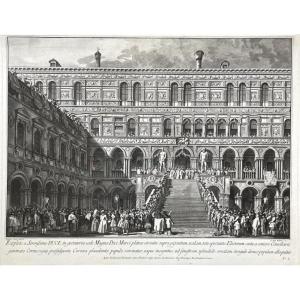 Gb Brustolon (1712 - 1796), The New Doge Is Crowned, Etching And Chisel, Circa 1766