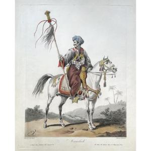 Philibert-louis Debucourt (1755 - 1832), Mameluck, Aquatint Enhanced In Colors, 1815