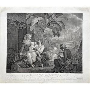 Augustin Legrand (1765 - 1856) The Childhood Of Paul And Virginie, Etching And Dotted Engraving