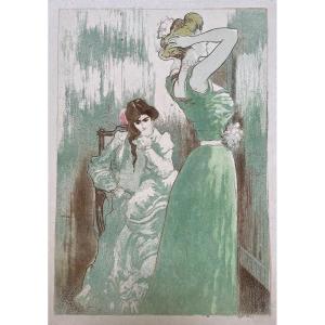 Pierre Georges Jeanniot (1848 - 1934), La Toilette, Color Aquatint, Circa 1902