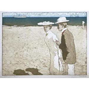 Raoul Du Gardier, On The Beach, Etching And Aquatint, 1904