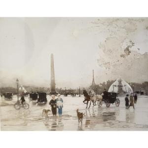 Amédée-julien Marcel-clément, View Of Place De La Concorde