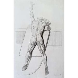 Jean-jacques Lagrenée, Reclining Man, Seen From Behind And From A Low Angle