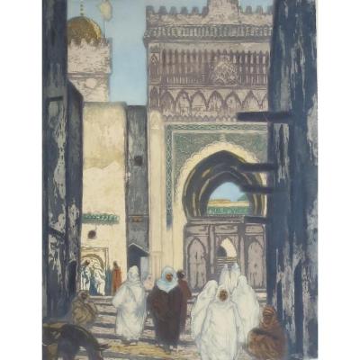 Lobel-rich, The Andalusian Mosque In Fez, Aquatint
