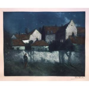 Frits Thaulow (1847 - 1906), The Sentinel, Etching And Aquatint In Color