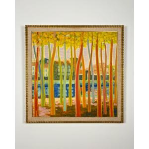 Taneo Suénaga (1913-2009), Landscape At Moret-sur-loing, 1973, Oil On Canvas