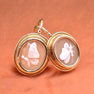 Boucles d'Oreilles Camée Papillon