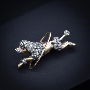 Poodle Brooch With Hoop – France, Late 19th Century