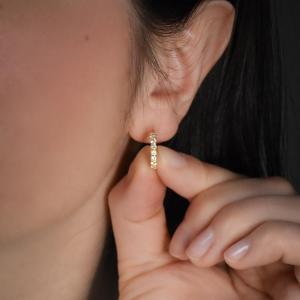 Small Hoop Earrings In 18k Gold And Diamonds - French Work