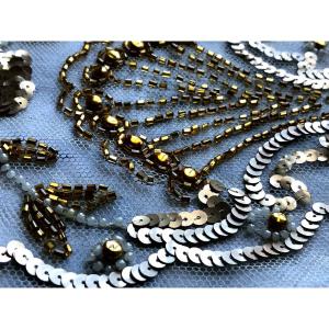 Textile 10 Early 20th Century Embroideries Of Beads And Sequins Haute Couture Sample