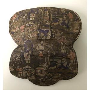 Vintage Fabric Pouch Bag China Art Nouveau Characters