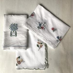 Antique Fabric, 3 Embroidered Table Runners 
