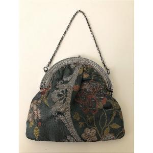 Antique Fabric Purse, Reticulated Alms Purse, Bag In Solid Silver And Silk 