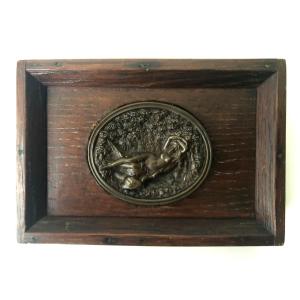 Framed Bronze Medallion Of Leda And The Swan, Mythological Work By Zeus