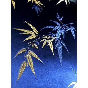 Vintage Fabric Large Art Deco Pouf Cushion Woven Gold Thread