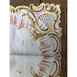 Old Textile XIXth Century Embroidery Placemat Table Service Tablecloth Napkin