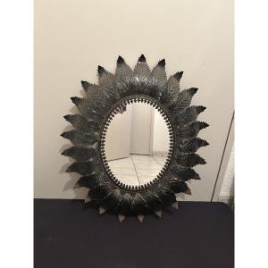 Black Iron Sunburst Mirror. 1960s