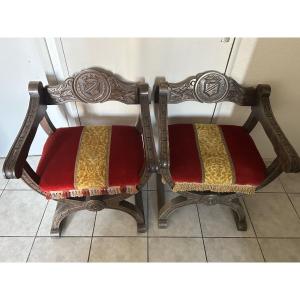 Carved Armchair And Tapestry, Circa 1960