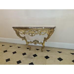 A Carved And Gilded Wooden Console Table. Louis XV Period.