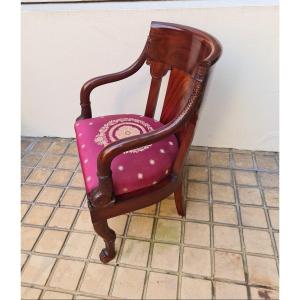 Grand Fauteuil De Bureau En Acajou Epoque Empire - Circa 1810. Estampillé Quenne (1766-1837)