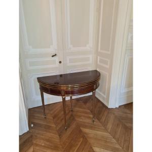Half-moon Mahogany Console Table With Triple Top, Late 18th Century,