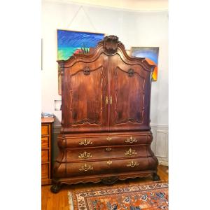 Two-body Sideboard In Mahogany And Mahogany Veneer, Holland, Late 18th Century