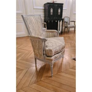 Bergère Chair Stamped Dupain (received As Master In 1772) In Carved And Lacquered Wood - Louis 