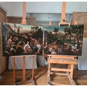 Venetian School, Bassano Workshop, Early 17th Century - Pair Of "the Grape Harvest And The Harv