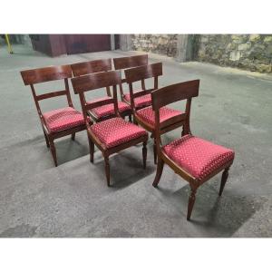 Suite Of 6 Solid Mahogany Chairs , England 19th Century , Regency Period , Perfect Condition
