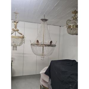 Large Empire-style Montgolfière Crystal Chandelier, Late 19th Century