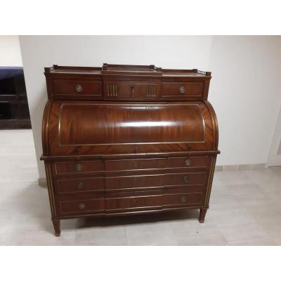 Bureau Cylindre Formant Commode En Acajou Attribué Gottlieb Frost Vers 1790
