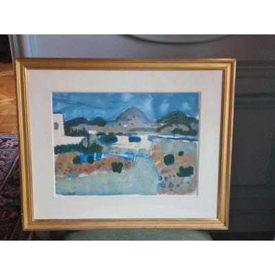 Raymond Guerrier (1920-2002) - Aquarelle Et Gouche Signée En Bas à Gauche Au Crayon - 36x50cm