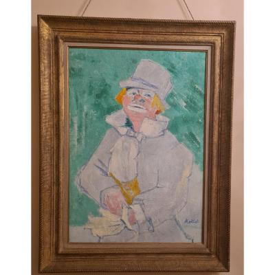 Yvonne Mottet (1906-1968) The Clown, Oil On Canvas, Ecole De Paris, The Young Painting