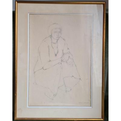 André Minaux (1923-1986) , Dessin 42x28cm ,