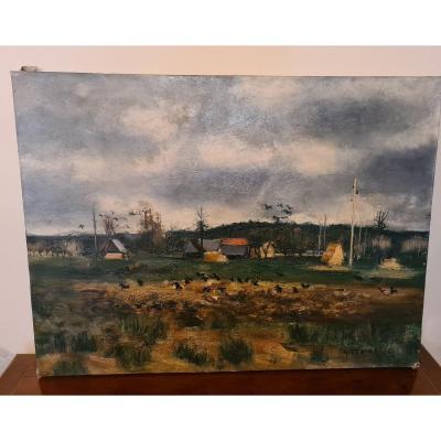 Gaston Sebire (1920-2001) Les Corbeaux, Hst 61x81, Without Frame.