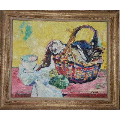 Yvonne Mottet (1908-1986) , nature morte au canard, 