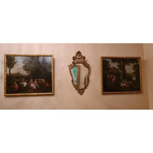 Paire de toiles,  École FranÇaise Du XVIIIe Siècle, d'Après Jacques Stella, Vers 1750. 80x100cm